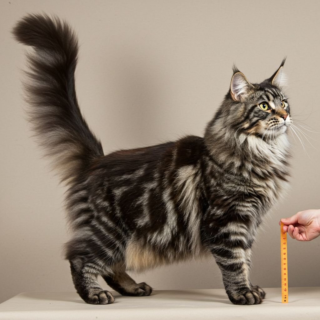Maine coon xxl kat die nieuwsgierig door kattenluik kijkt.