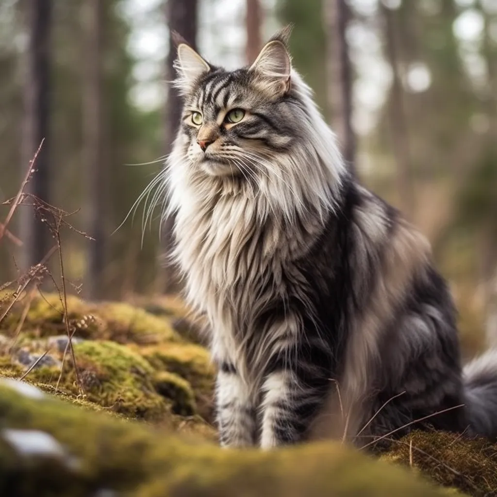 Een-Noorse-Boskat-in-het-bos